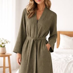 Parachute Olive Moss Cloud Cotton Lightweight Robe Small